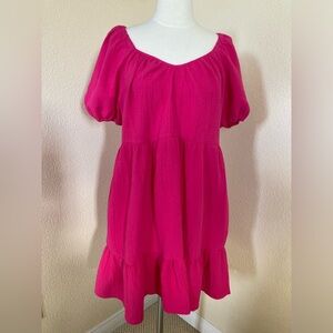 NWT Target Universal Thread dark pink tiered cotton dress Size XS